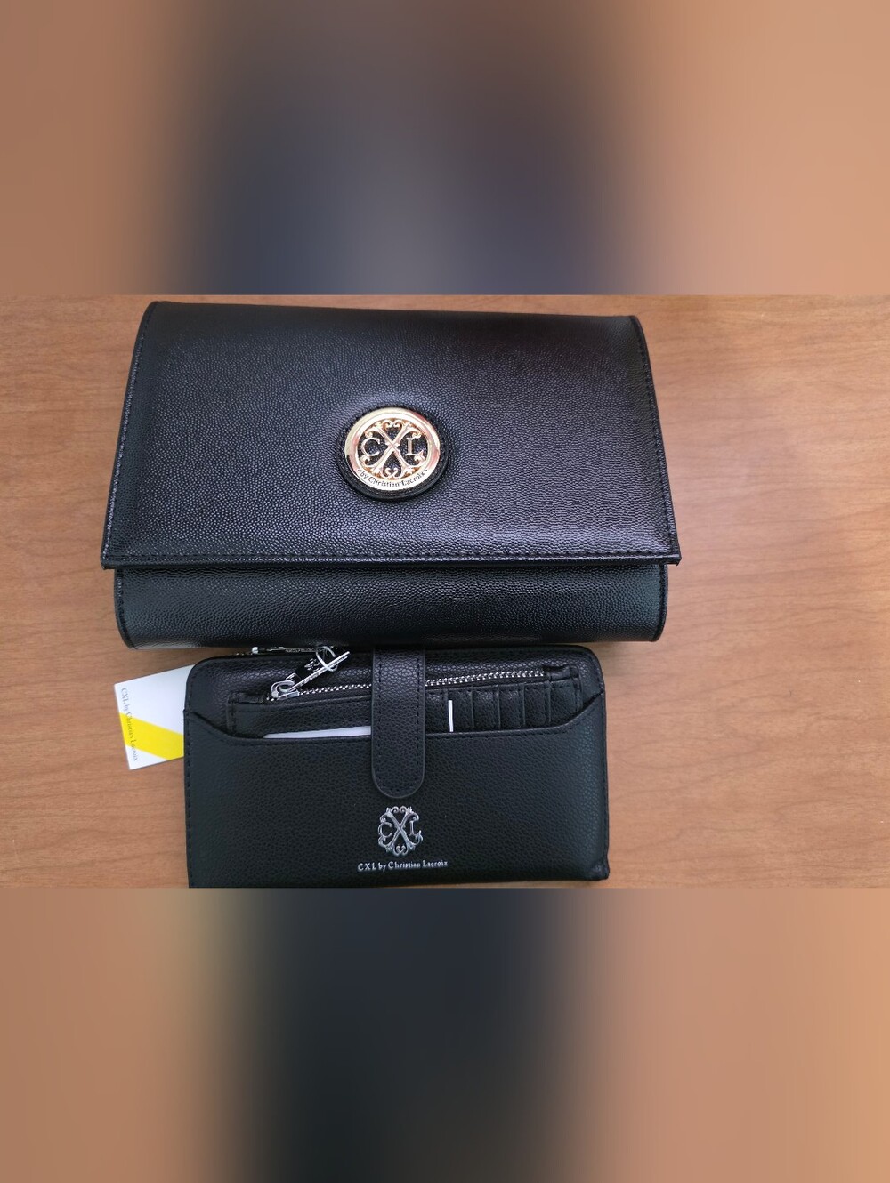 Christian Lacroix Black Clutch Purse and Wallet Set